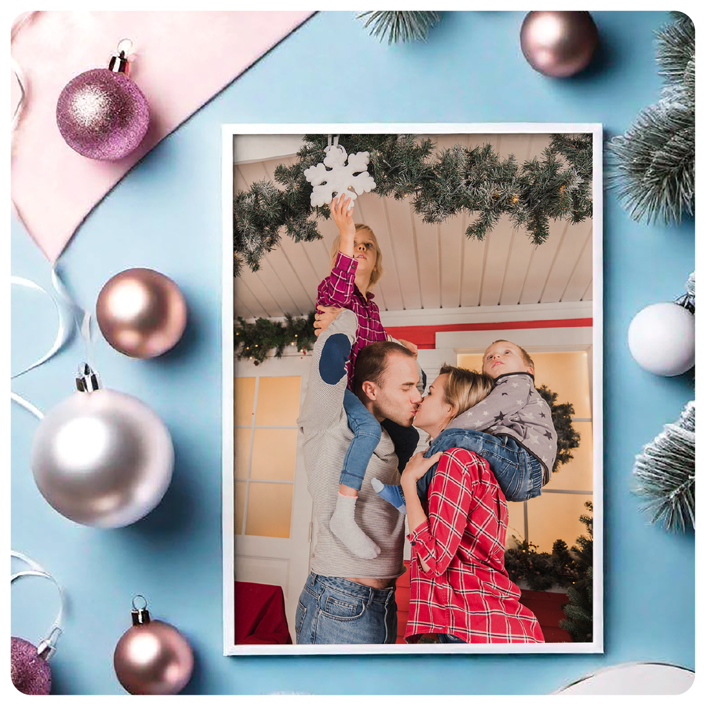 Personalized Wooden Christmas Frame with Full-Size Vertical Photo