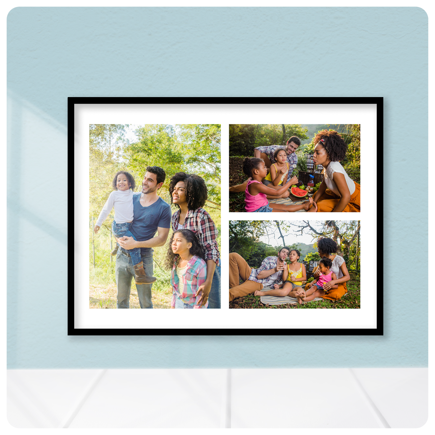 Family Moments Wooden Collage Frame – Holds 3 Photos