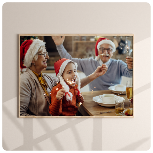 Horizontal Wooden Christmas Photo Frame for a Full-Sized Image