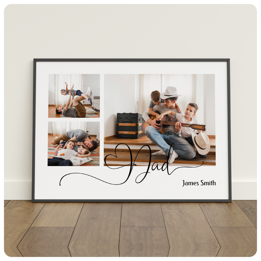 Personalized Wooden Dad Collage Frame with 3 Photos