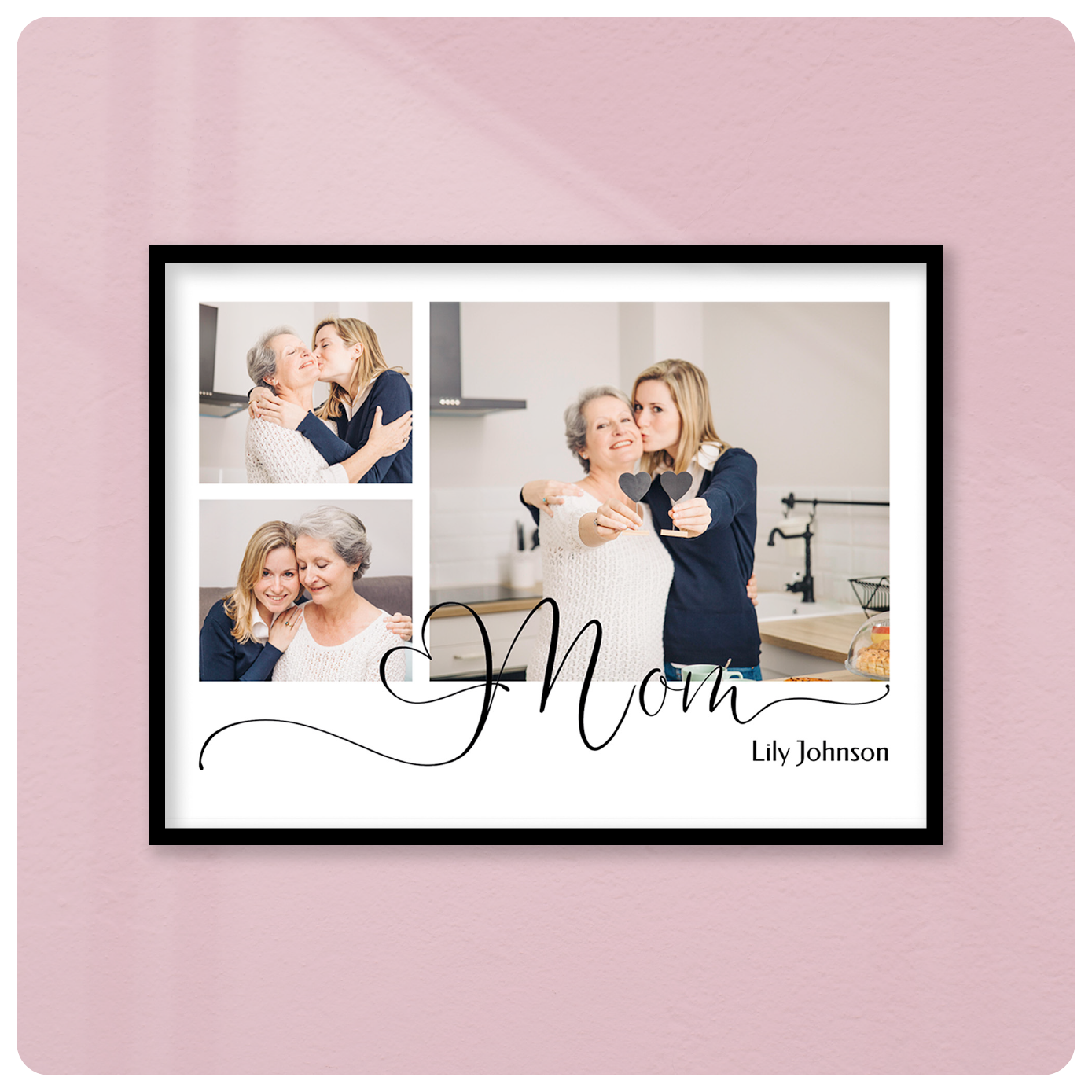 Personalized Wooden Mom Collage Frame with 3 Photos