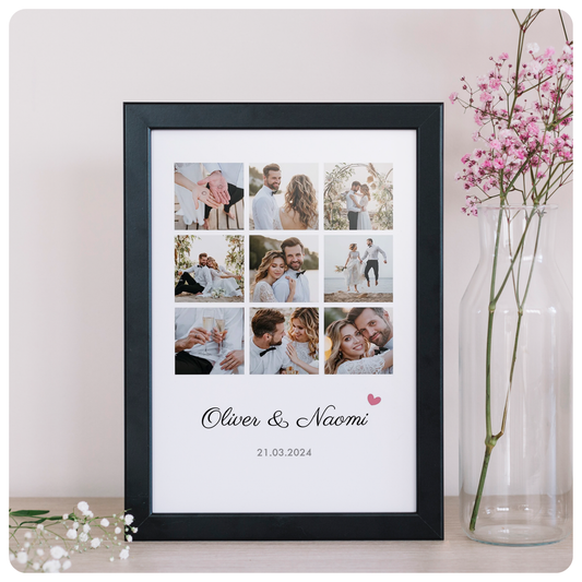 Personalized Wooden Collage Frame with 9 Photos